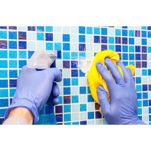 cleaning pool tiles