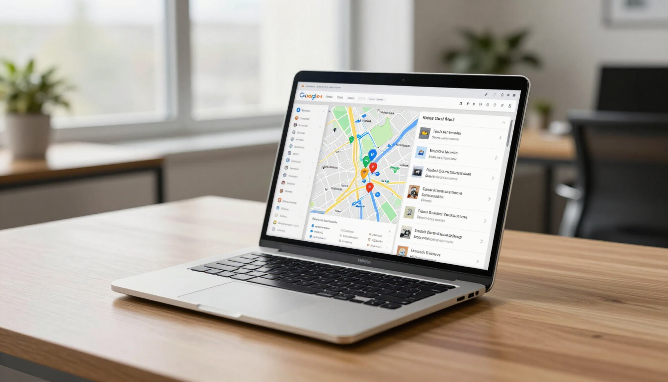 Google Business Profile listing on a laptop screen