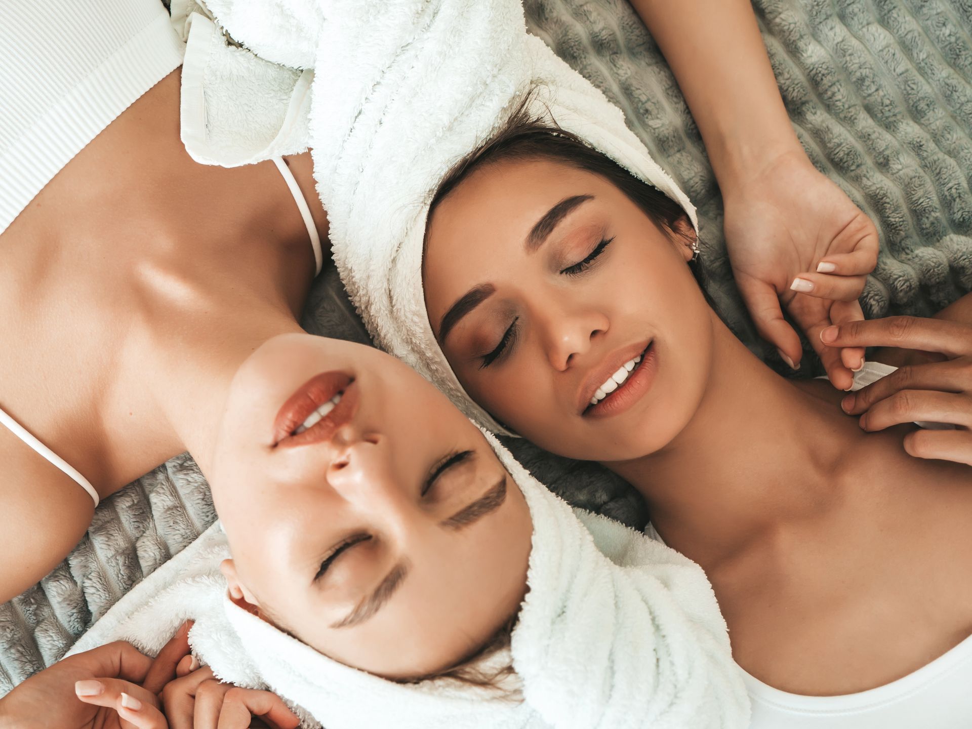 women relaxing with hairtowel