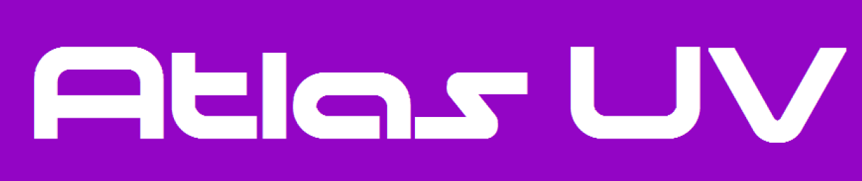 A purple background with white text that says atlas uv