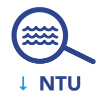A magnifying glass with waves in it and the word ntu below it.