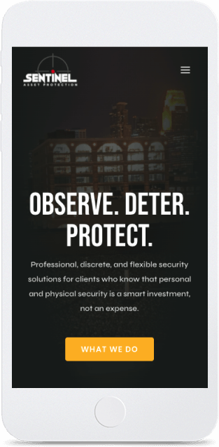 Sentinel Asset Protection mobile website view