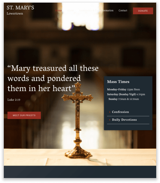 St. Mary's website desktop view