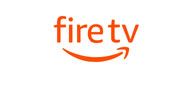 Fire TV logo with orange text and an orange arrow under the words.