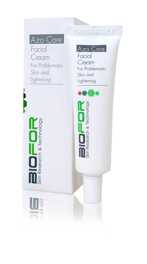 A tube of biofor facial cream next to a box.