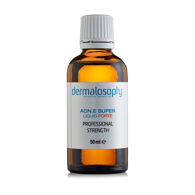 A bottle of dermalosophy acne super liquid forte professional strength