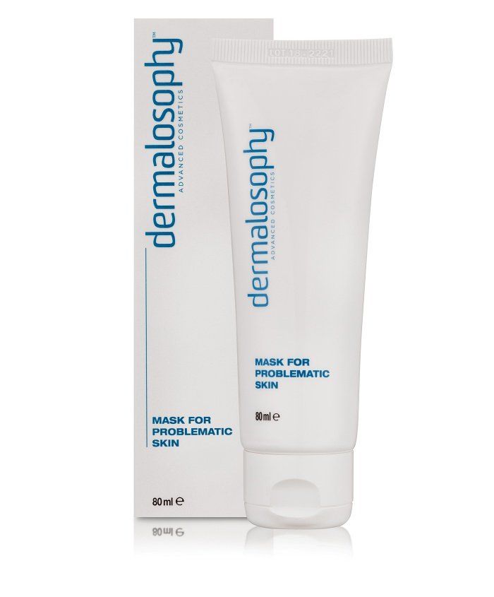 A tube of dermalosophy mask for problematic skin next to its box