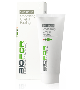 A tube of biofor skin brush smoothing crystal peeling