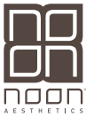 The logo for NOON Aesthetics is black and white.