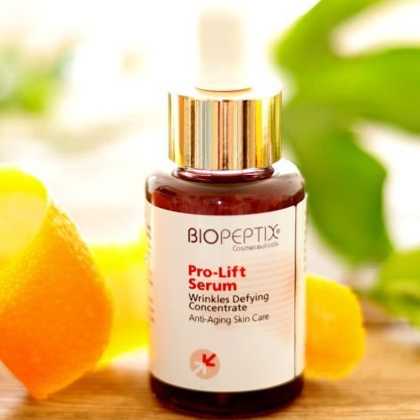 A bottle of biopeptide pro-lift serum wrinkles defying concentrate