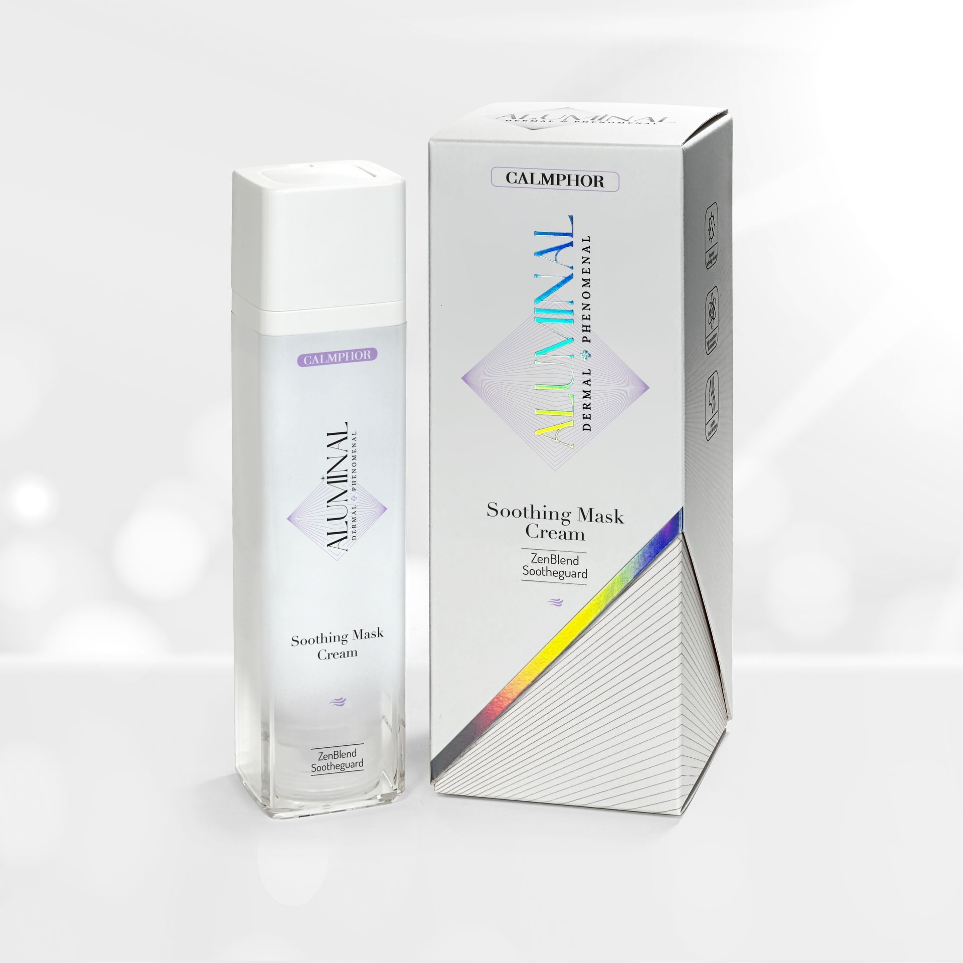 A bottle of soothing eyes cream next to its box