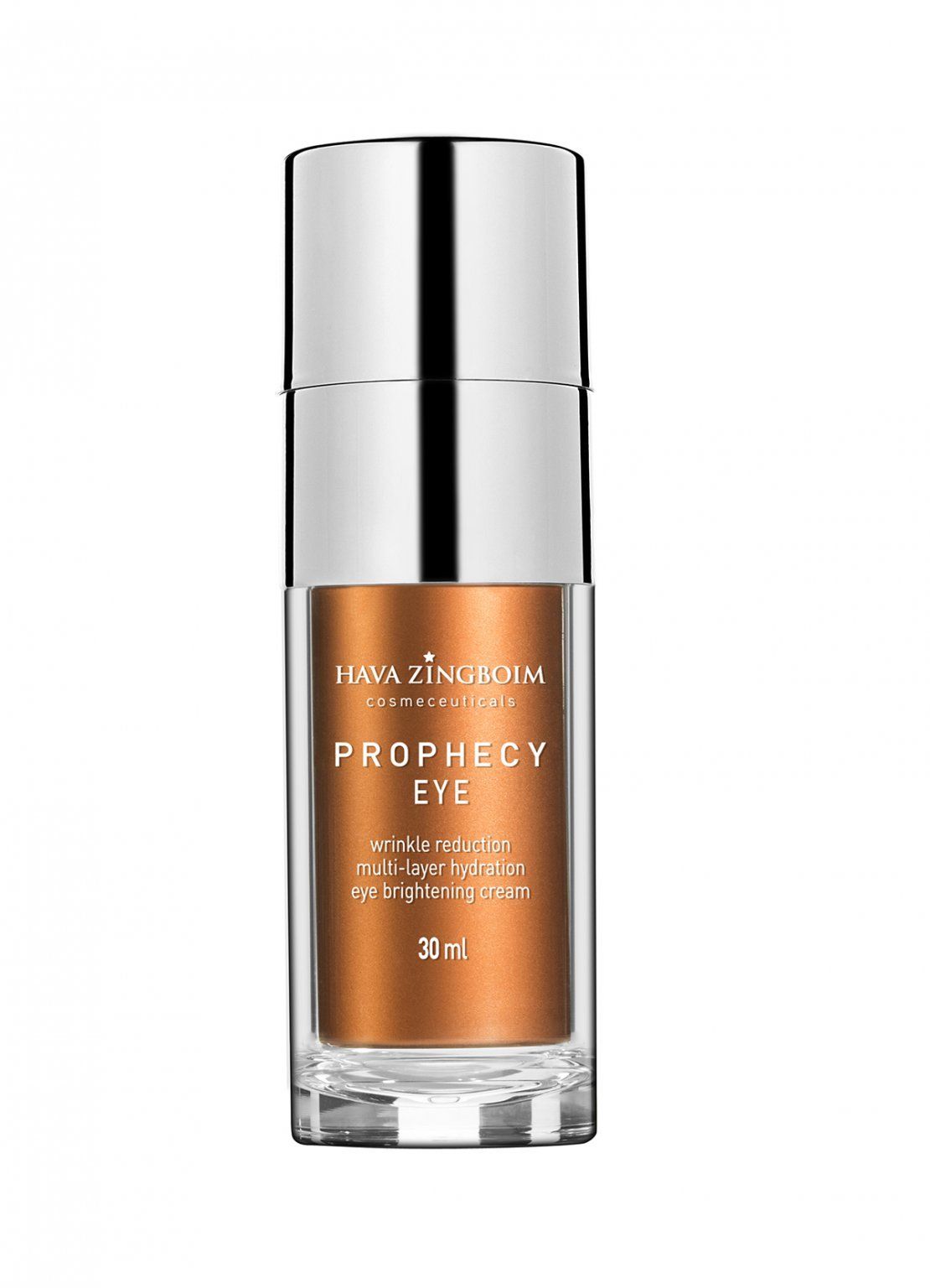 A bottle of prophecy eye serum on a white background.