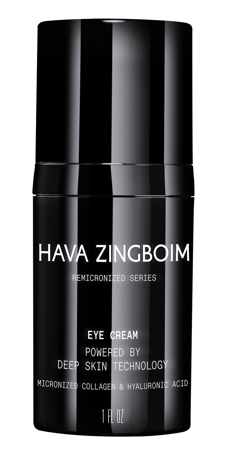 A black bottle of hava zingboim eye cream