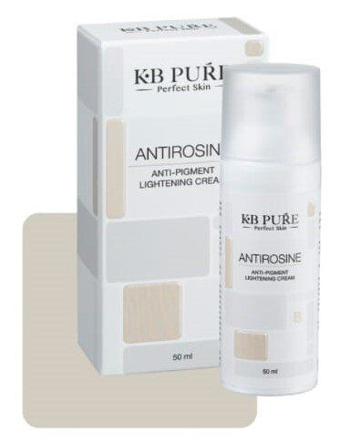 A bottle of antirosin anti-pigment lightening cream next to a box.