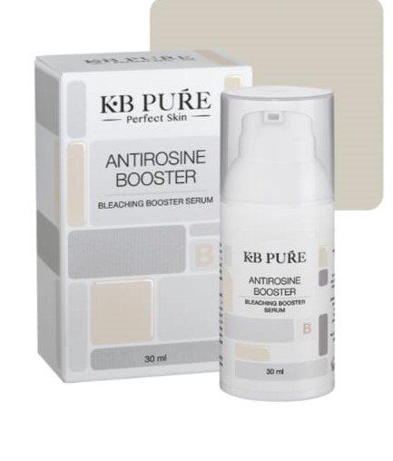 A bottle of kb pure antirosine booster bleaching booster serum