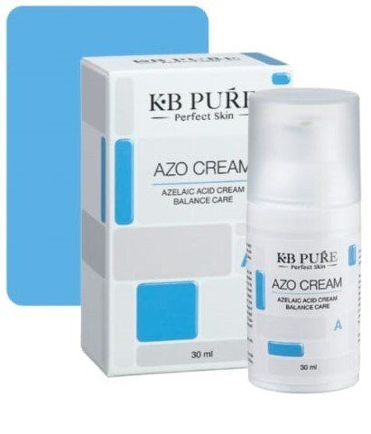 A bottle of kb pure azo cream next to a box