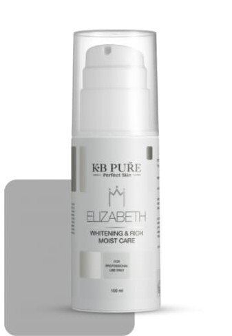 A bottle of kb pure elizabeth whitening and rich moist care