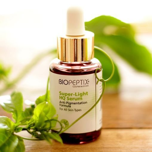 A bottle of biopeptix super light hq serum