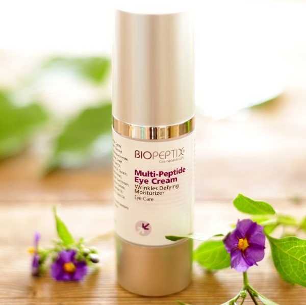 A bottle of biopeptide multi-peptide eye cream