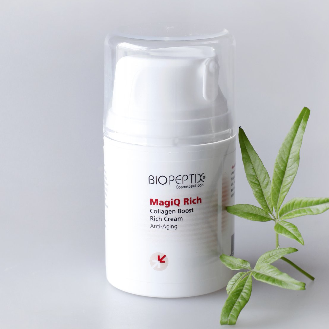 A bottle of biopeptide magic rich collagen rich cream