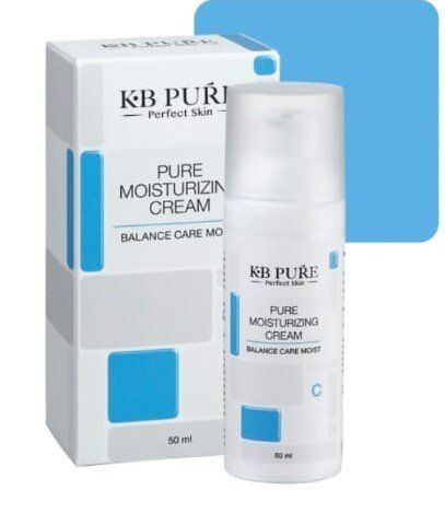 A bottle of pure moisturizing cream next to a box