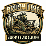 Brush Line logo with a skid steer clearing brush and the text “Mulching & Land Clearing”