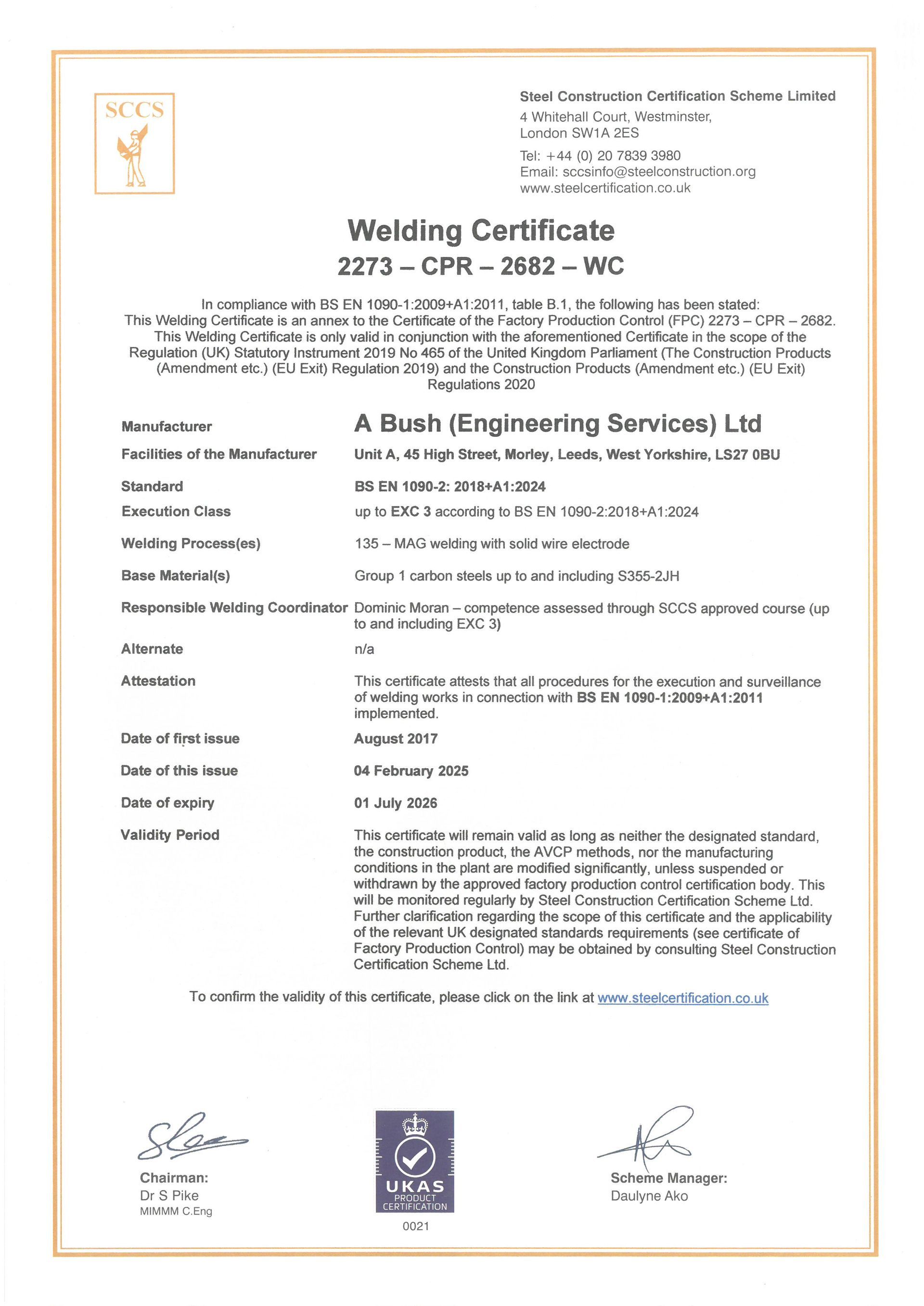 UKCA Marking up to & including Execution Class 3