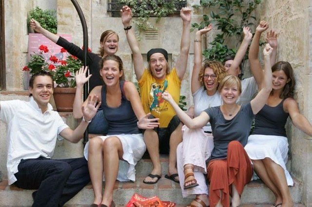 auf dem Pausenhof der Schule in Salamanca, Schulfoto