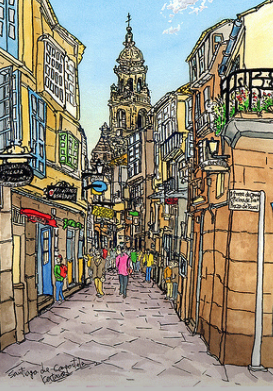 Altstadt von Santiago de Compostela, Schulzeichnung