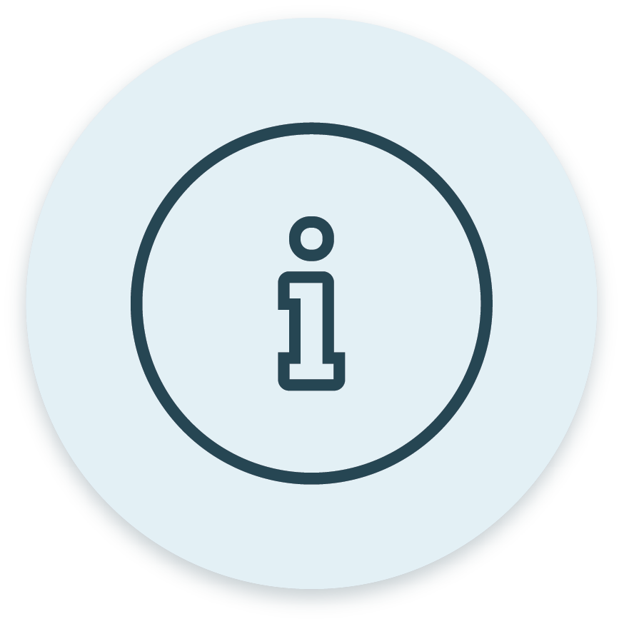 A line icon of an i in a circle on a white background.