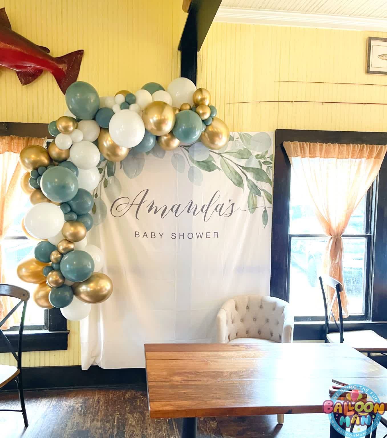 Baby Shower Balloon Decor with Backdrop