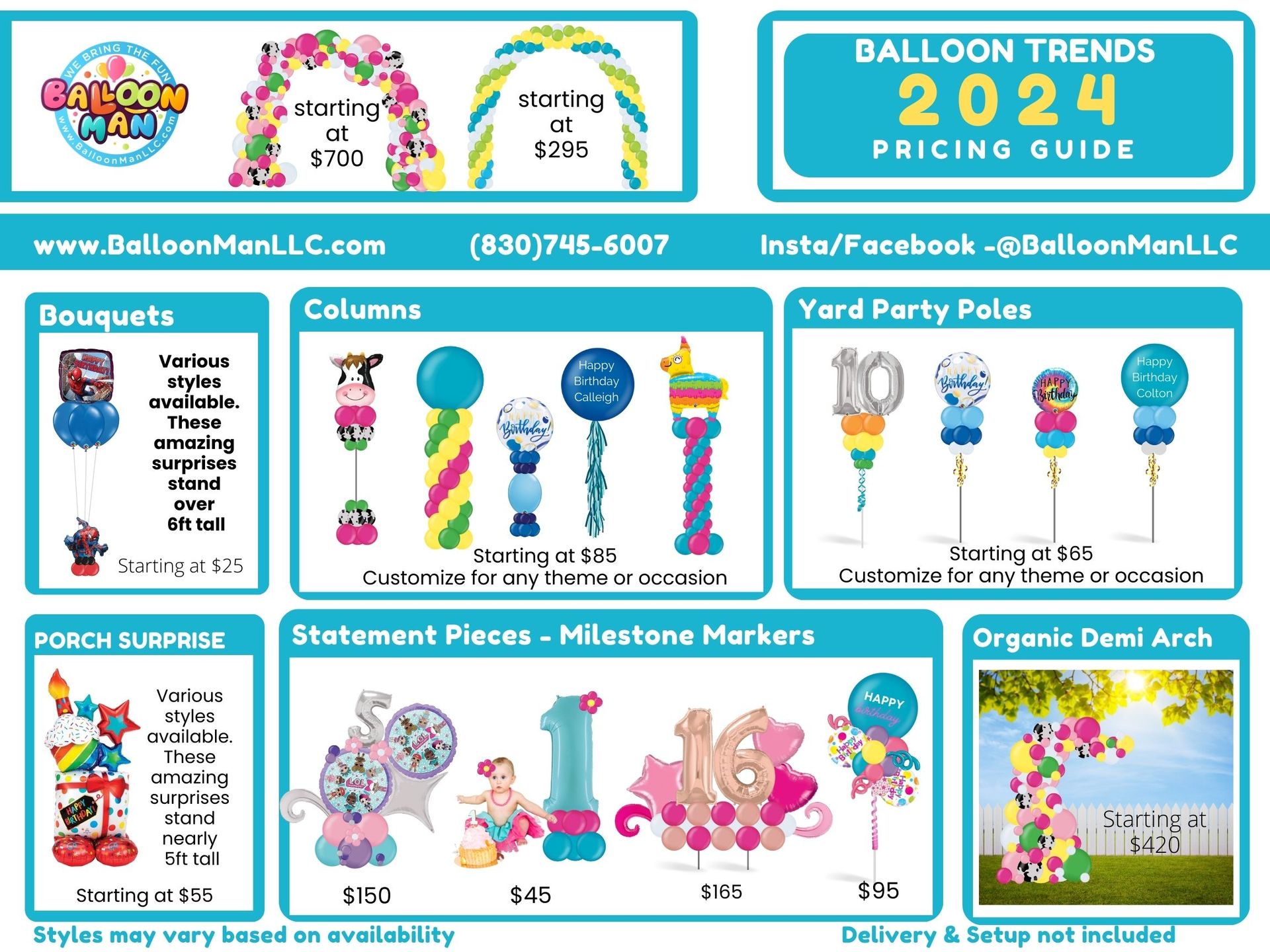 A balloon trends 2024 pricing guide is shown