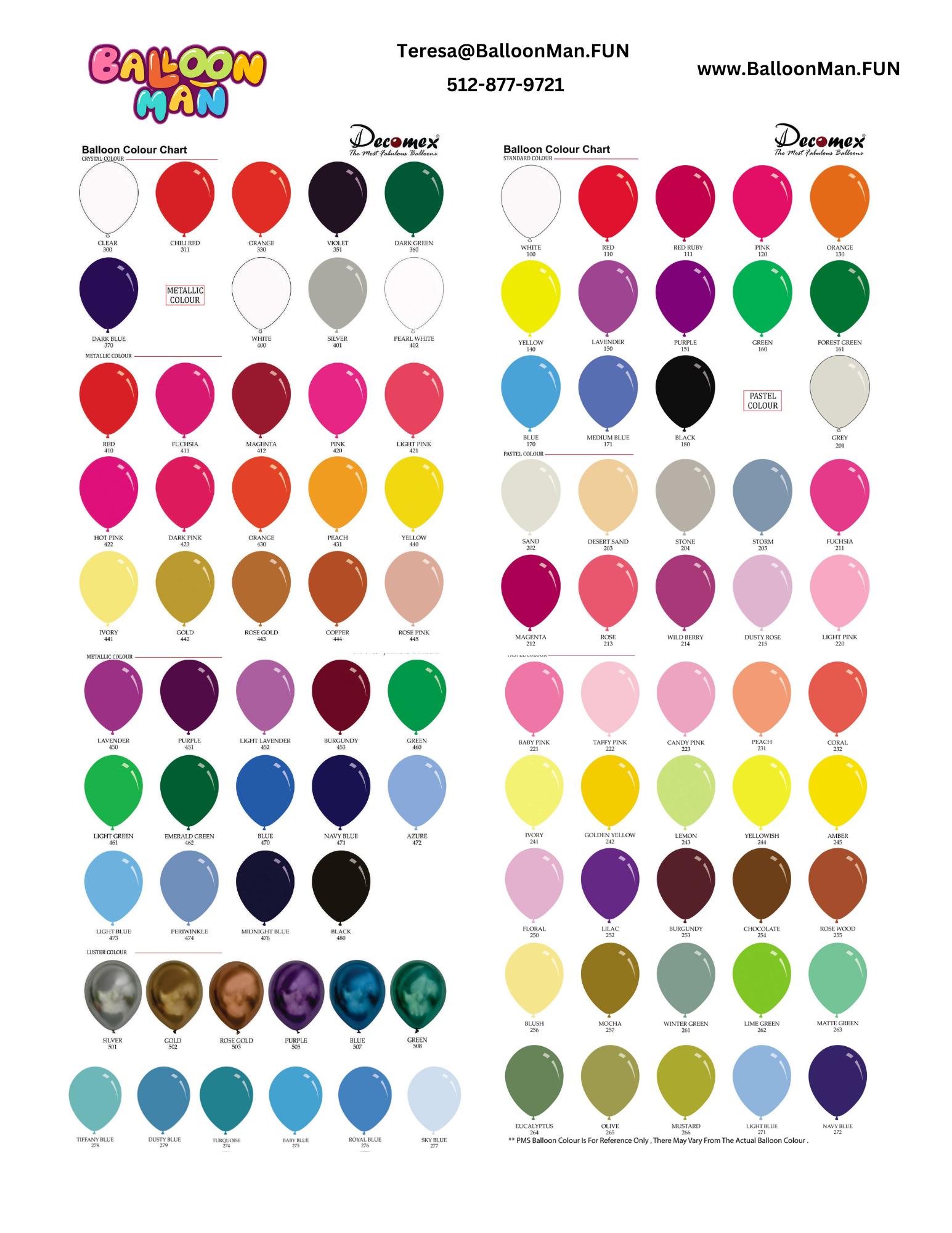 Balloon Color Guide