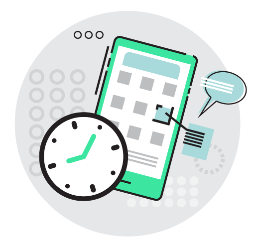 Relógio e aplicativos de celular
