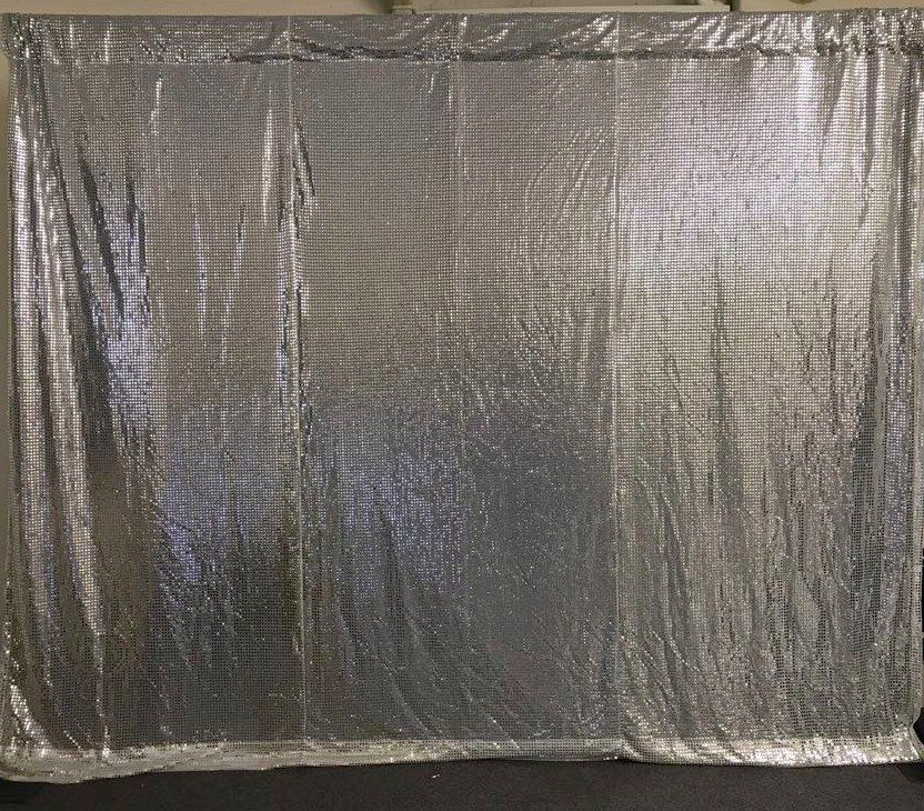 View of silver drape