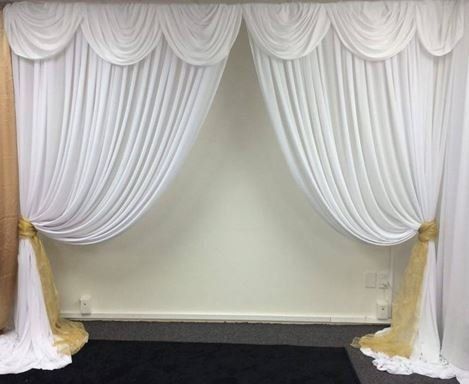white chiffon wall drapes