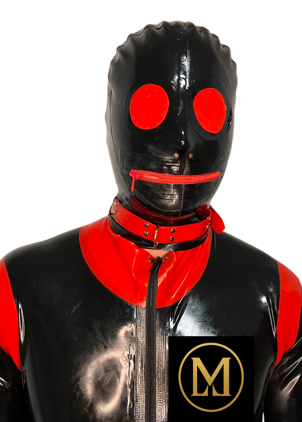 Latex capuchon – Zwart & Rood uitvoering