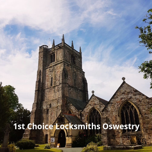 Church in  Oswestry, Shropshire, town  Centre Locksmiths service