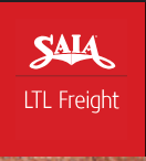 SAIA LTL Freight logo on red background.
