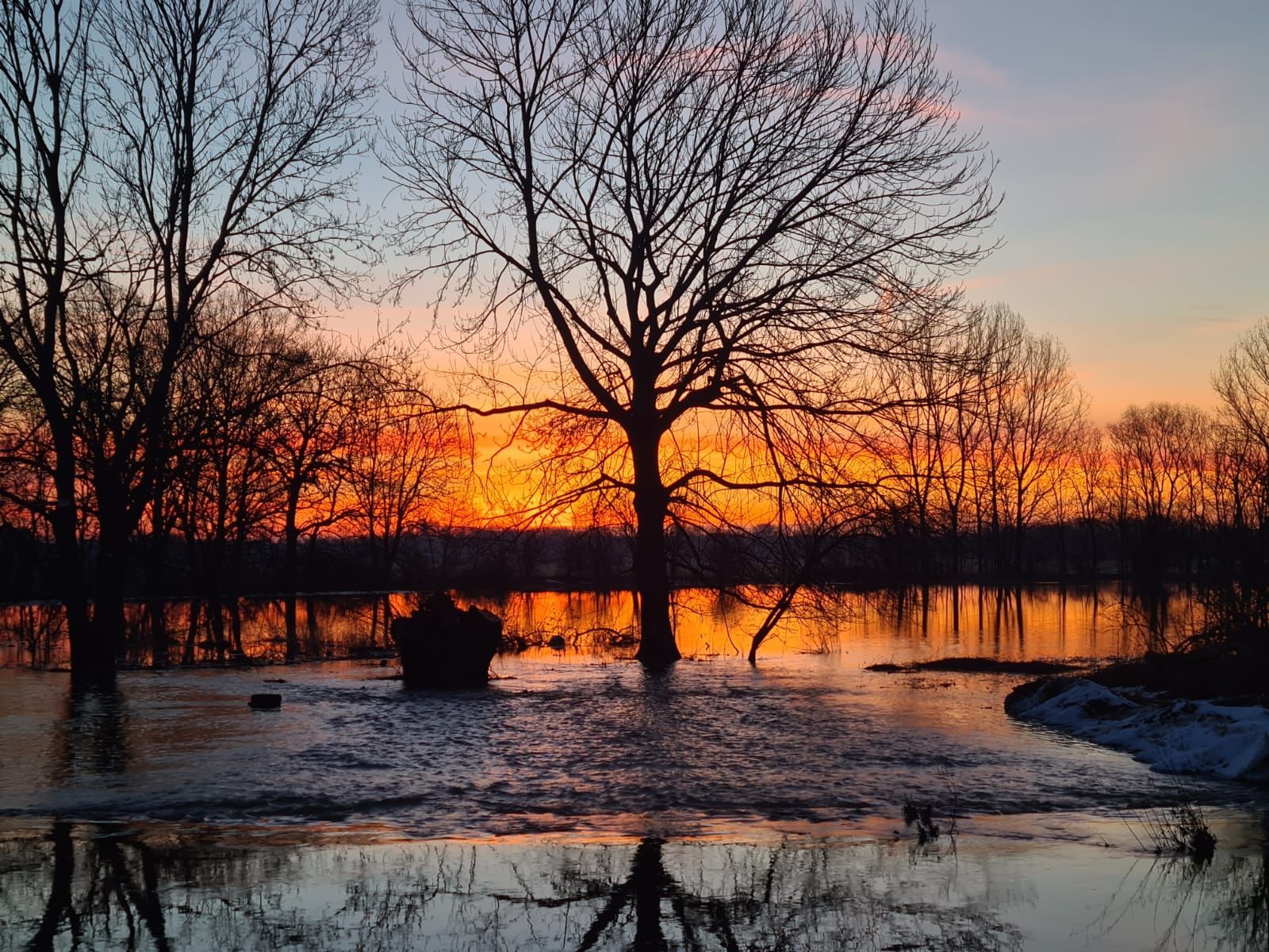 Sonnenuntergang in der Elsteraue in Elstertrebnitz