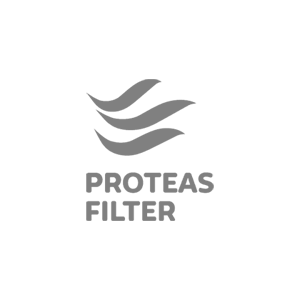 A black and white logo for proteas filter