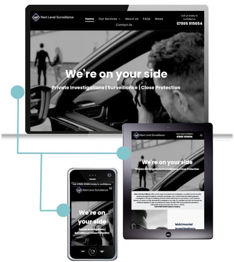 Next Level Surveillance Website example for Durham website designers Great Value Websites