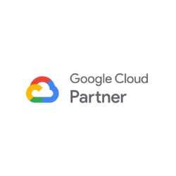 The google cloud partner logo is on a white background.