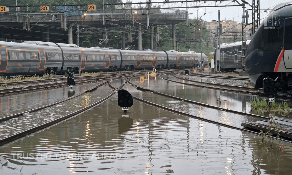 Railway signaling network operating reliably under adverse conditions, illustrating fail-safe design