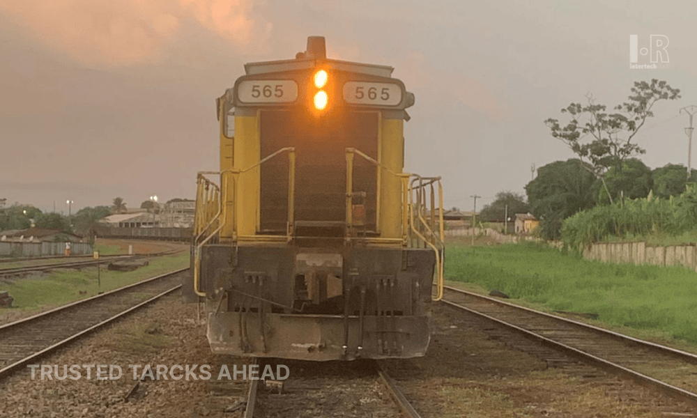 front view of RFID AEI tag and antenna installation configurations in ra train with headlight access