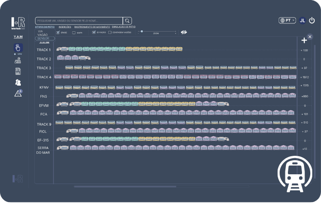 Rail-ID Yard rail yard management software showing real-time railcar tracking and yard operations