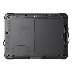 Rail-ID rugged tablet RFID reader rear view by Intertech Rail with industrial railway rugged housing