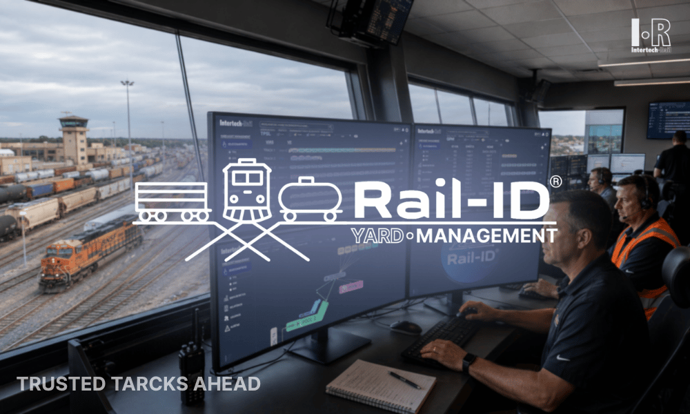 Freight rail yard with real-time visibility system monitoring railcar dwell time and congestion