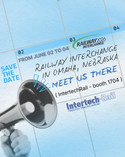 Intertech Rail booth 1704 at Railway Interchange 2026, showcasing railway signaling and RFID solutions