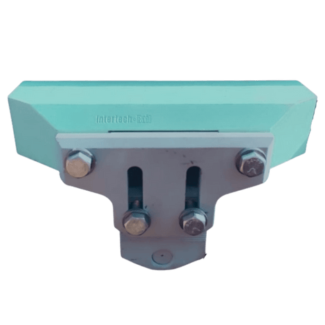 Blue and silver device with bolts. 